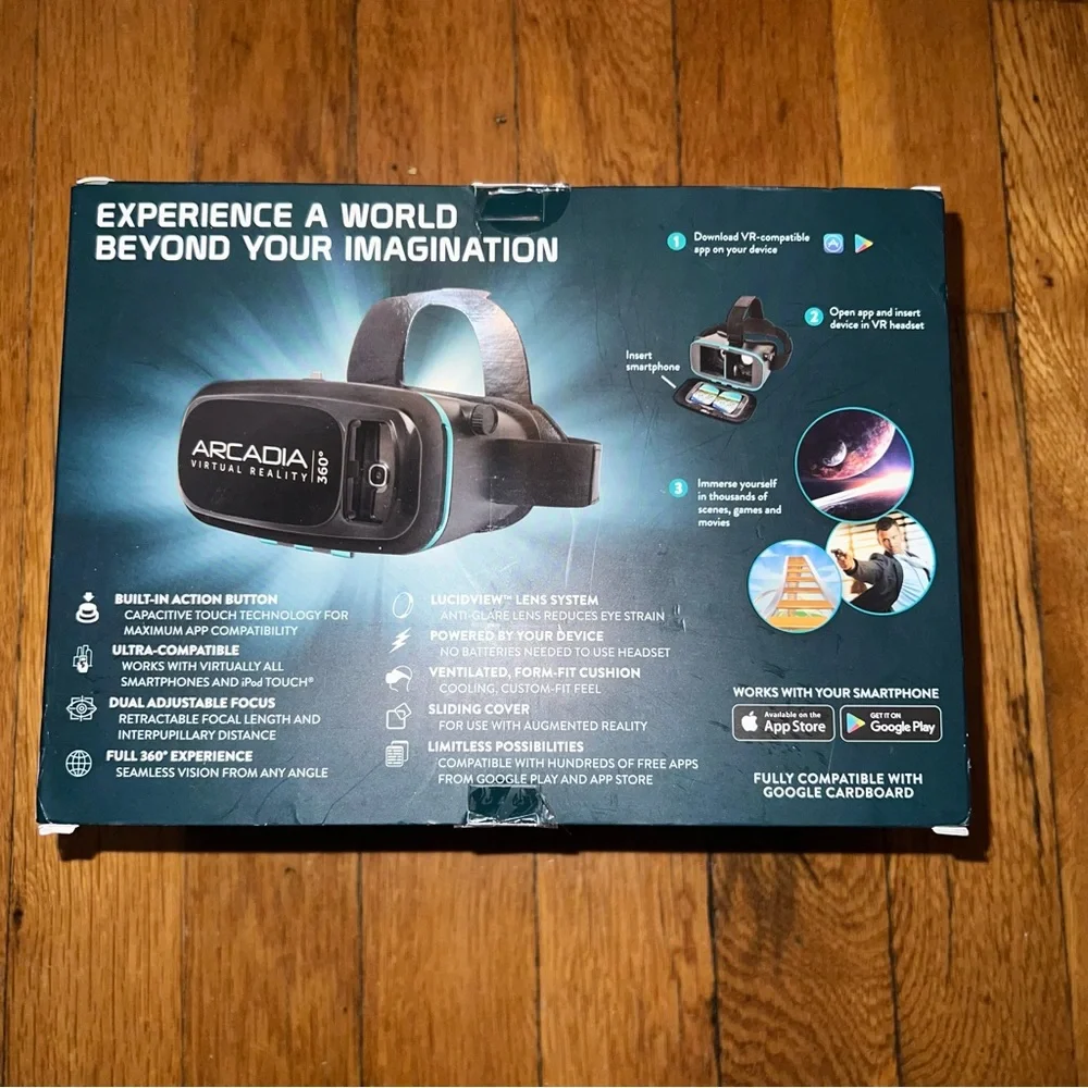 Arcadia Virtual Reality Headset 360 degrees Black V1-0917. New in box